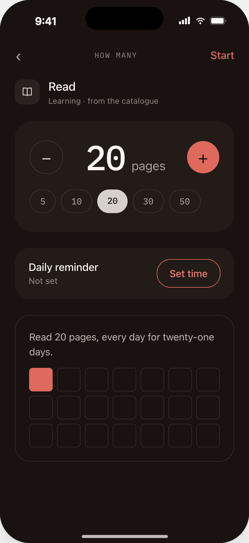 Twenty-One app: Make it specific.